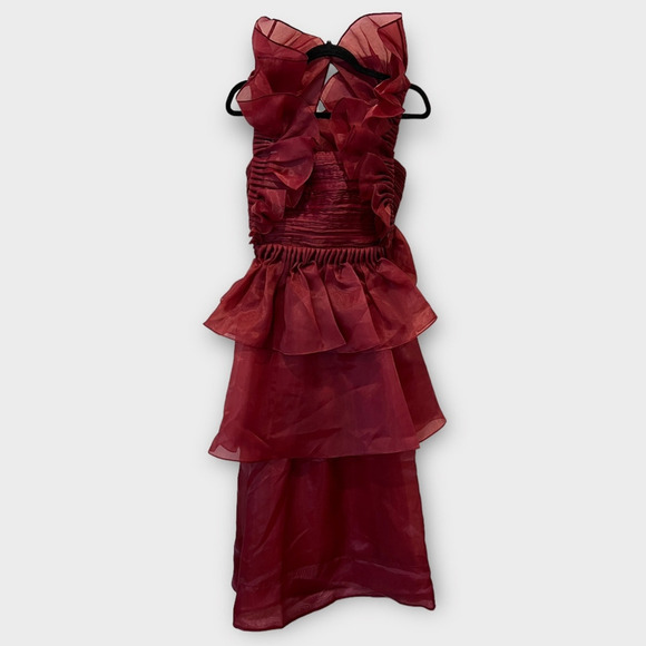 Aje Asra Pleated Frill Midi Dress Size AU/10, US/6 - Picture 3 of 10